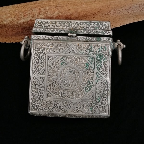 Authentic Handmade Antique Berber Silver Hirz Quranic Box
