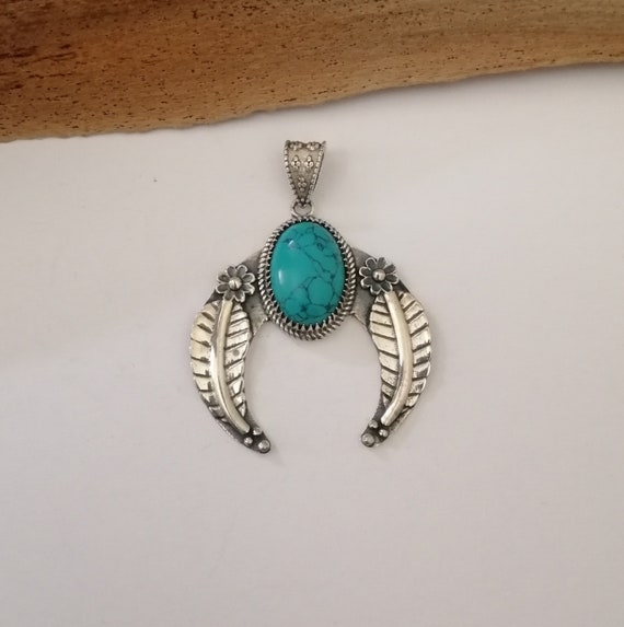 Southwestern Turqouise and Sterling Silver Wing Pendant Amulet