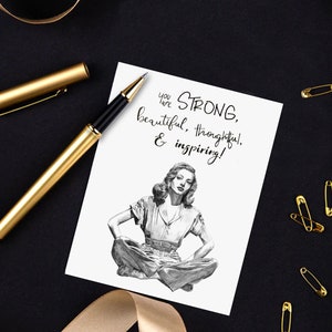 Carte de Saint-Valentin (vierge), Lauren Bacall, Hollywood classique, autonomisation positive des femmes, carte inspirante