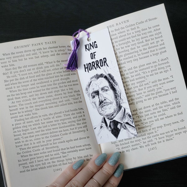 Vincent Price Bookmark with Tassel, Classic Horror, King of Horror Drawing