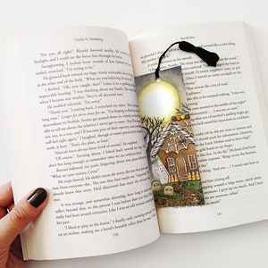 Halloween Gingerbread House Bookmark, Black Tassel, Bookmark for Scary Novels