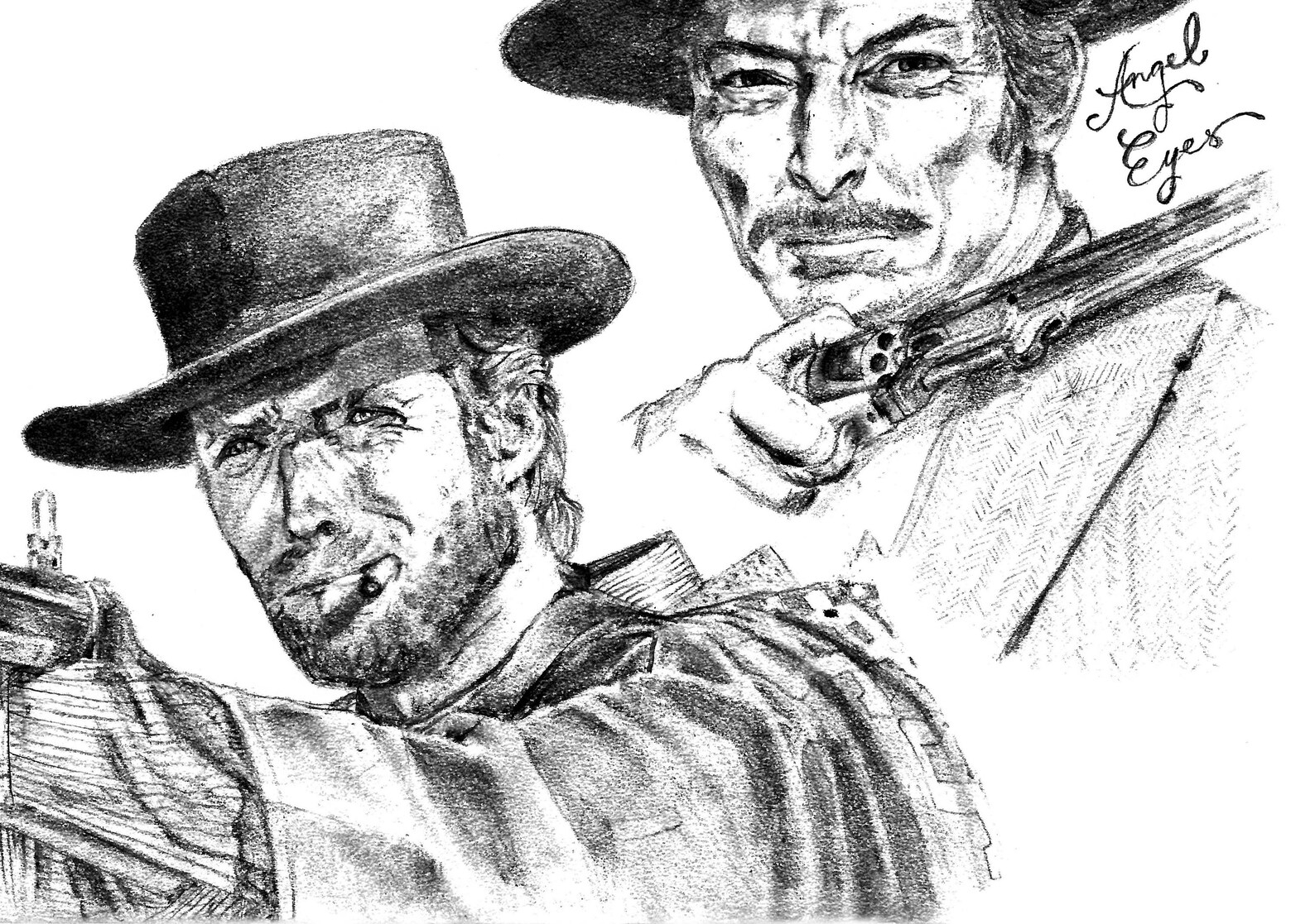 The Good the Bad and the Ugly Drawing Pencil Portrait Art - Etsy