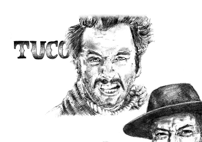The Good the Bad and the Ugly Drawing Pencil Portrait Art Etsy