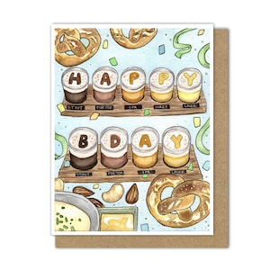 Cartão de aniversário para amantes de cerveja, em branco por dentro, (opção de personalização), voo de cerveja