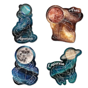 Astrology Stickers, Zodiac Signs with Constellations Stickers, Galaxy Art Decor