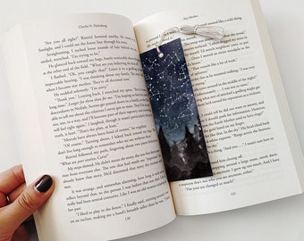 Constellation Bookmark with Tassel, Summer Constellations, Bookmark with Stars and Night Sky