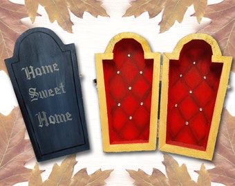 Mini Painted Coffin with Rhinestones, Home Sweet Home, Unique Gothic Decor