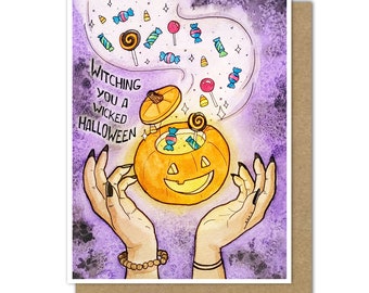Halloween Witch Card (Blank), Wicked Wishes, Halloween Greetings