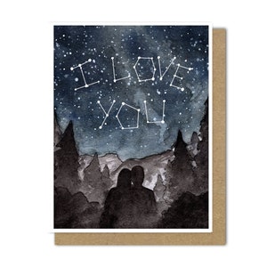 Romantic Constellation Card (Blank), I Love You Greeting Card, In English or Spanish
