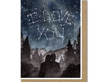 Romantic Constellation Card (Blank), I Love You Greeting Card, In English or Spanish