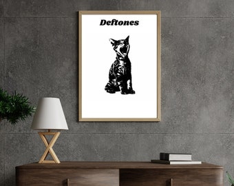 Impresión en blanco y negro del gato de Deftones (descarga digital)