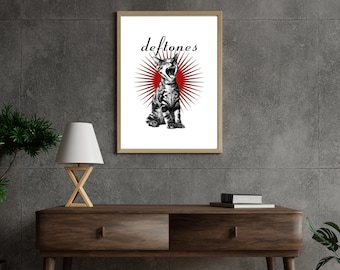Arte mural sencillo de Deftones, láminas artísticas de Deftones, gato de Deftones, caballo de Deftones, banda de Deftones, decoración de Deftones, decoración de oficina de Deftones
