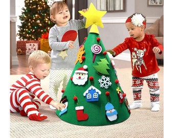 Felt Christmas Tree Kit, Xmas Gift for Toddler, 3D Felt Ornament, Xmas Decoration, Pretend Play, Children's Christmas Activity, Hand Crafts