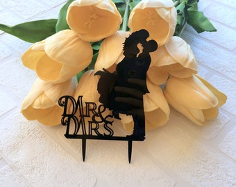 Silhouette Kissing Wedding Couple Cake Topper / Black Mr & Mrs Cake Topper / Acrylic Cake Topper /Bride Groom Cake Topper /Rustic Cake Decor