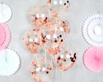 10pcs 12" Rose Gold Confetti Balloon Bouquet, Birthday Party Decorations, Bridal Shower, Hen Party, Wedding Anniversaries, Baby Shower Decor