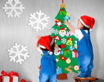 Felt Christmas Tree Kit, Xmas Gift for Toddler, 3D Felt Ornament, Xmas Decoration, Pretend Play, Children's Christmas Activity, Hand Crafts