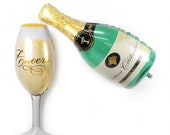 100cm 39inch Champagne Bottle Wine Glass Super Shape Helium Foil Balloon Engagement Wedding Retirements Bridal Shower Bachelorette Party