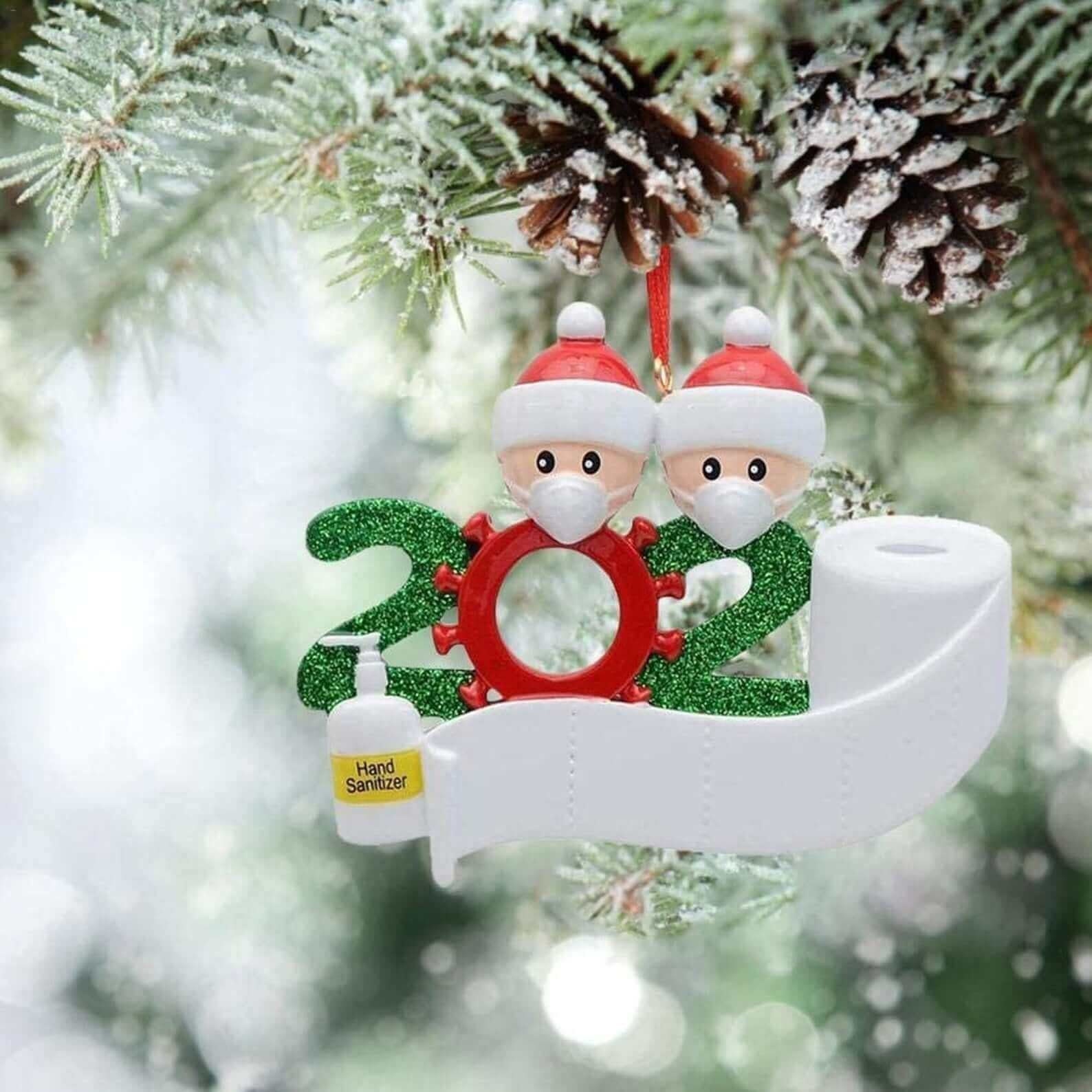 Blank DIY Name Fillable Christmas Tree Ornament 2020 Quarantine Family Xmas Gift 
