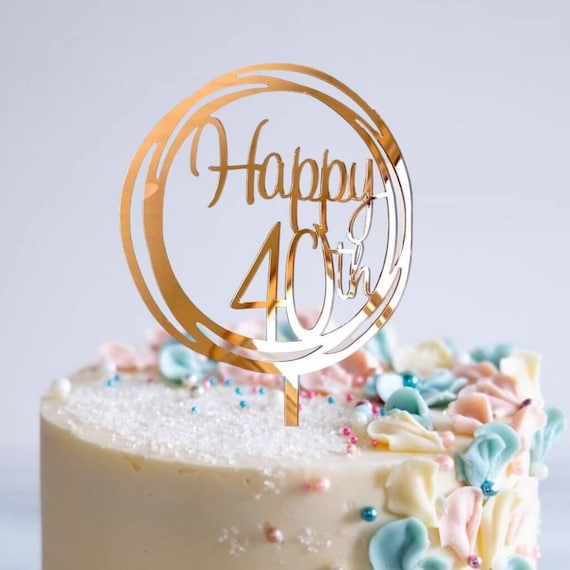 Acrylic Happy 40th Birthday Cake Topper and Name Cake Charm, Rose Gold Cake  Topper, 40th Birthday Cake Decorations, Acrylic Cake Toppers 
