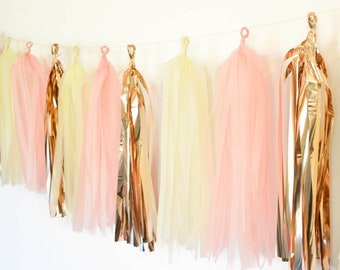 Peach & Rose Gold DIY Tassel Garland Kit / Balloon Tassel Tail / Baby Shower / Bachelorette Party Decor / Wedding /First Birthday Photoshoot