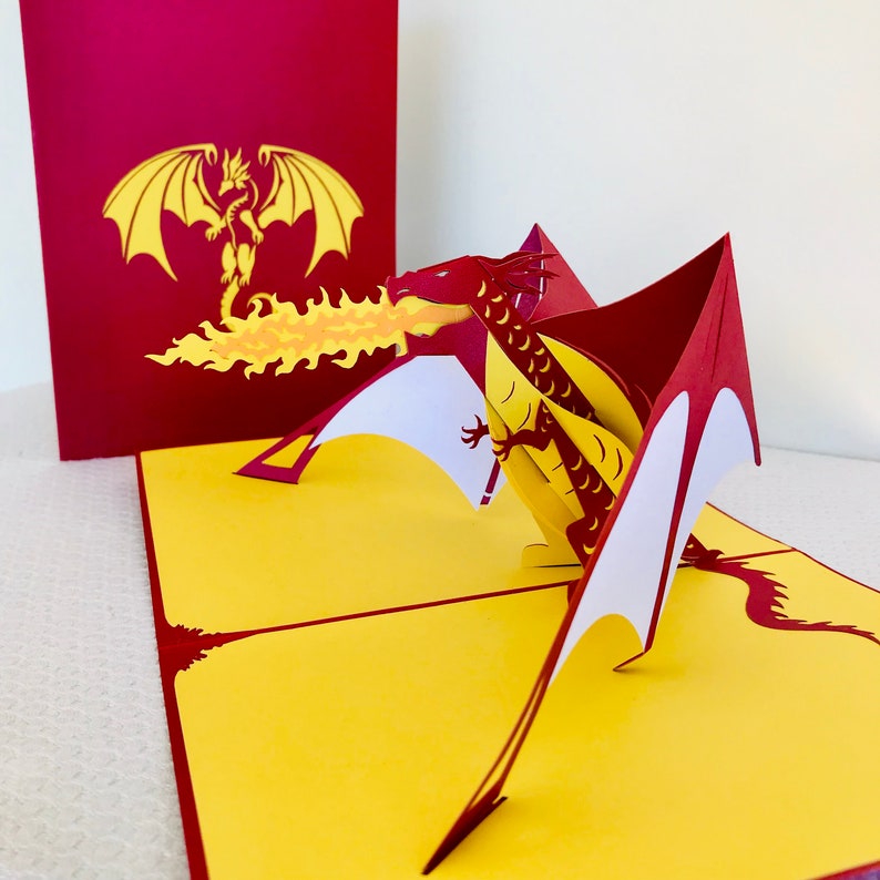 Pop up Card 3D Cards 3D Special Gift Card Pop up Birthday Card Pop Up Dragon 3D Dragon Card Mystical Fire Breathing Dragon Pop Up Card