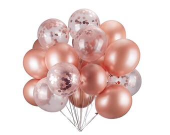 20pcs 12" Rose Gold Latex Gold Confetti Balloon Bouquet, Birthday Party Balloons, Bridal Shower, Hens Party, Anniversaries, Valentine's Day