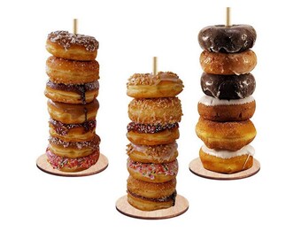 Wooden Donut Stacker, Birthday Donut Cake Stand, Donut Bar, Doughnut Decoration, Dessert Table, Donut Holder, Party Buffet, Cake Alternative