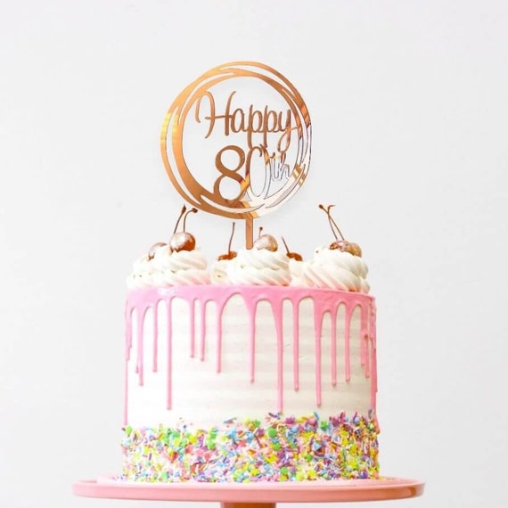 Gold Happy Birthday Cake Topper and 0-9 Number Toppers (11 Pieces