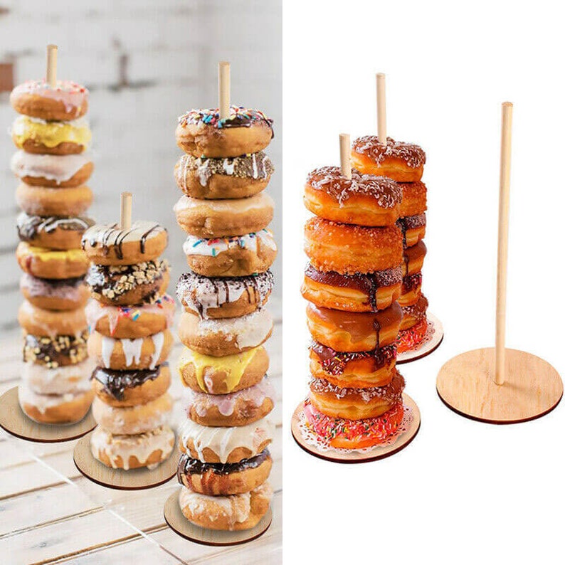 Wooden Donut Stacker Birthday Donut Cake Stand Donut Bar Etsy