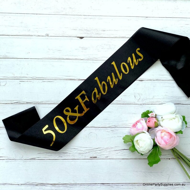 50 /& FABULOUS Satin Sashes 50th Birthday Party Costume Accessory