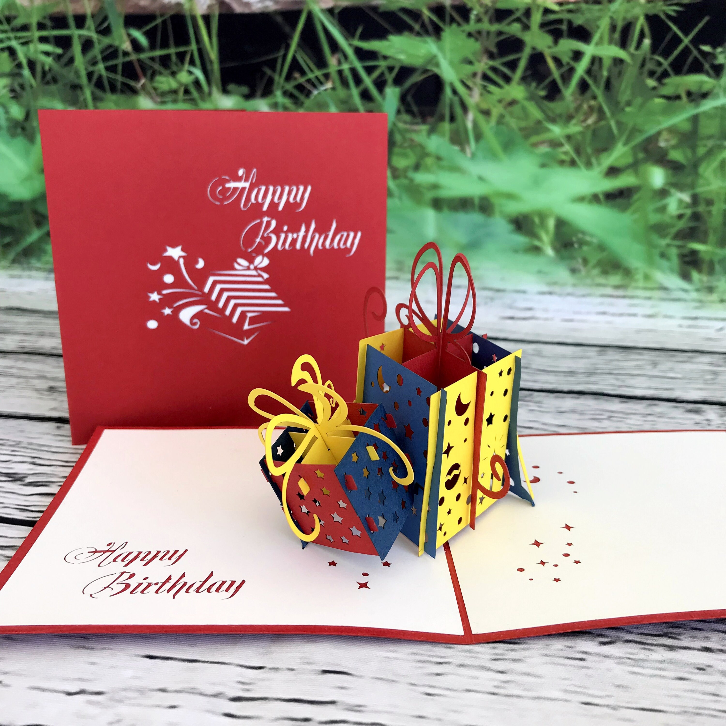 Handmade Birthday Present Box Card 3d Birthday Gift Card Etsy