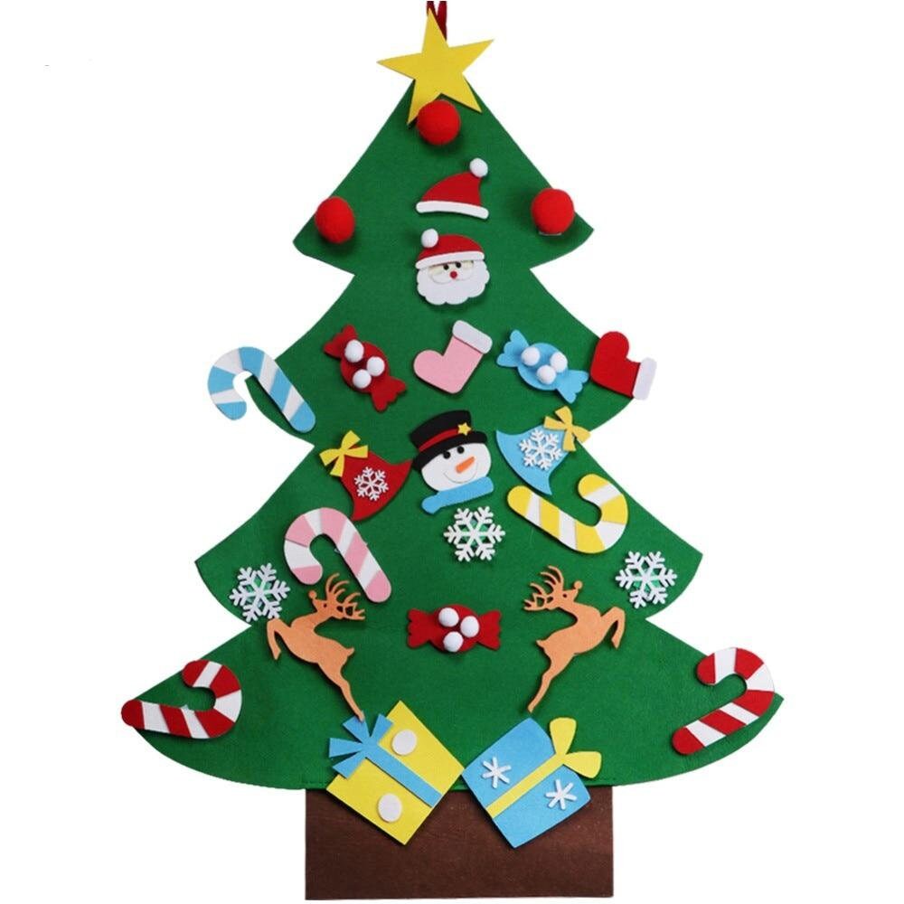 DIY Christmas Tree Set Wall Hanging Felt Xmas Tree Snowman with Ornaments  Kids Crafts Gift Decorations, Snowman B 