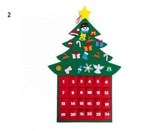 Felt Christmas Tree Advent Calendar 2, Felt Christmas Tree Kit, Xmas Gift, 3D Felt Ornament, Pretend Play, Christmas Activity, Hand Crafts