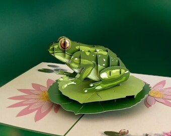 Green Tree Frog Card, Handmade Pop Up Card, 3D Birthday Card, Australian Native Fauna Card, Card for Frog Lovers, Pop Cards for Kids