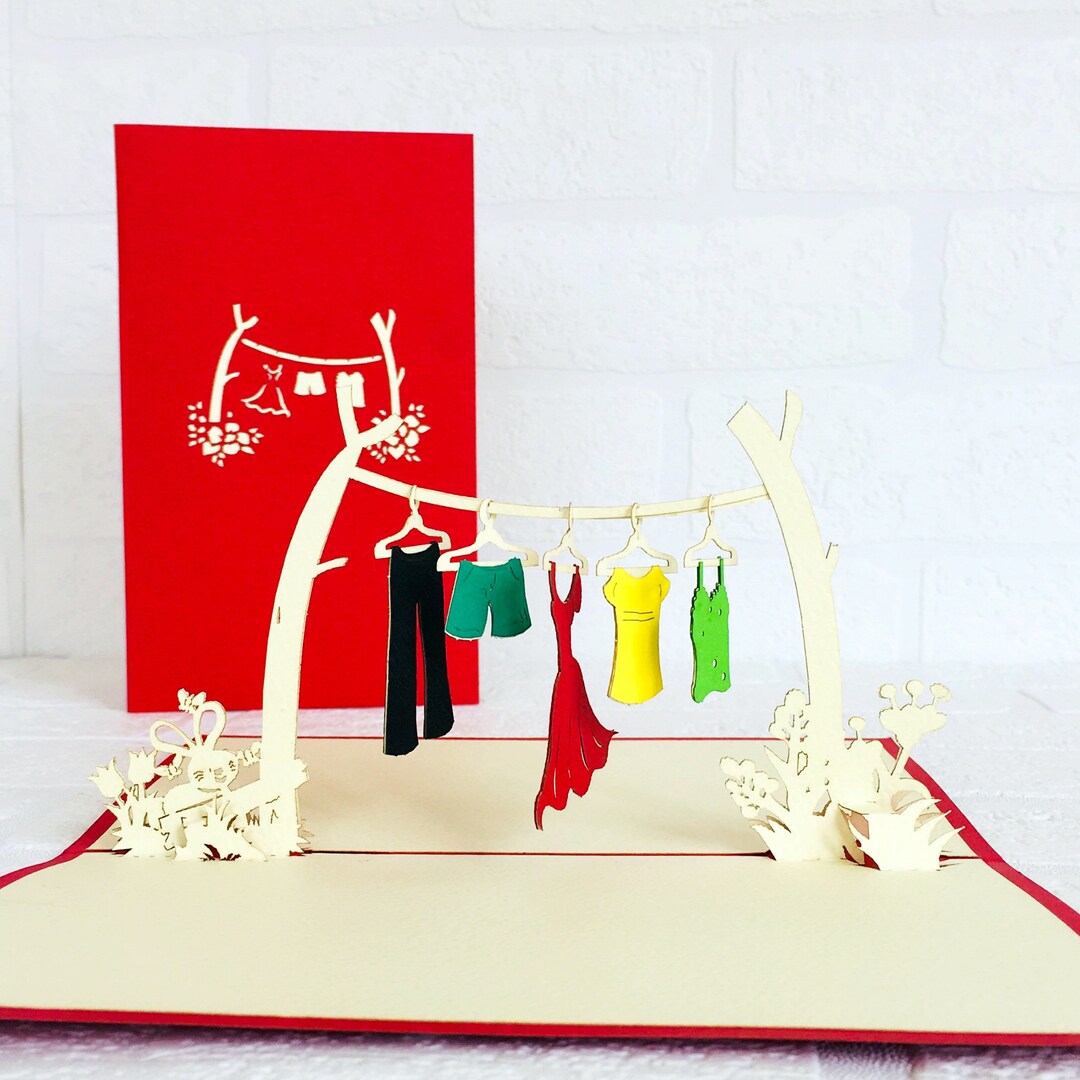 Colorful Clothesline Pop up Card Pop up Birthday Card Etsy