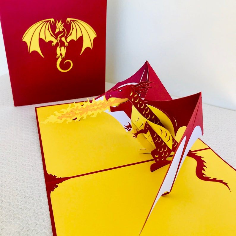 Pop up Card 3D Cards 3D Special Gift Card Pop up Birthday Card Pop Up Dragon 3D Dragon Card Mystical Fire Breathing Dragon Pop Up Card