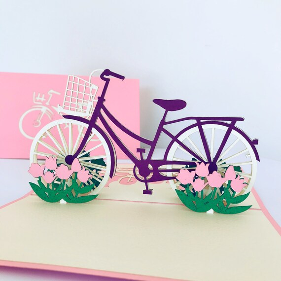 Lila Fahrrad Pop Up Karte Pop Up Geburtstagskarten Spezielle Etsy
