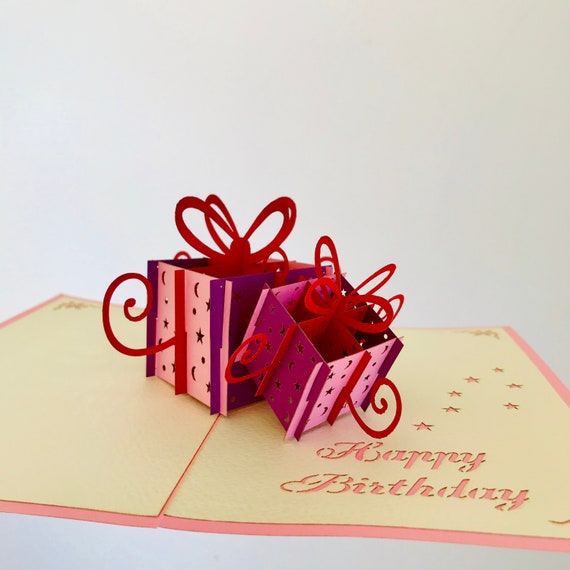 Happy Birthday Present Boxes Pop Up Greeting Card Pop Up Etsy