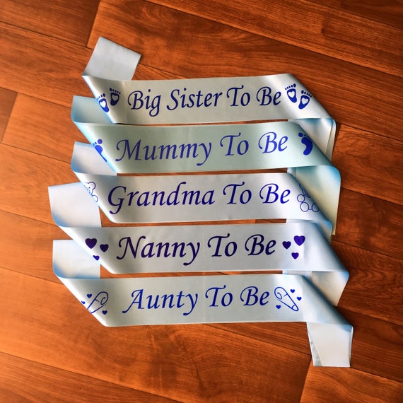 BABY SHOWER MUMMY TO BE SASH BLUE OR PINK