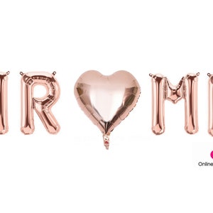 16 Rose Gold 'MR Heart MR' Letters Foil Balloon Banner, Gay Engagement Party Decorations, Same Sex Wedding Decor, Gay Wedding Shower Decor image 3