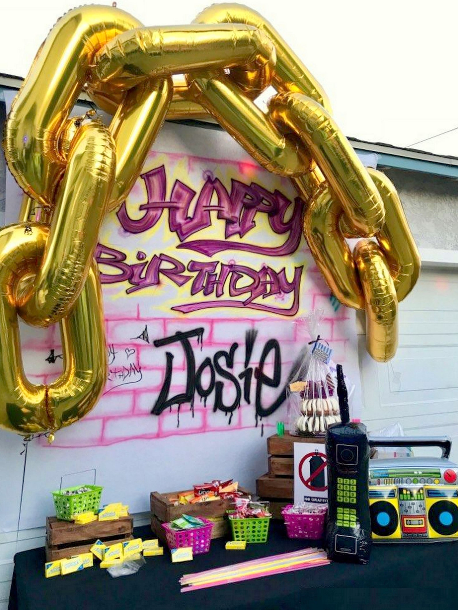 16 Gold Chain Link Balloons / 90's Party Decor / Hip Etsy