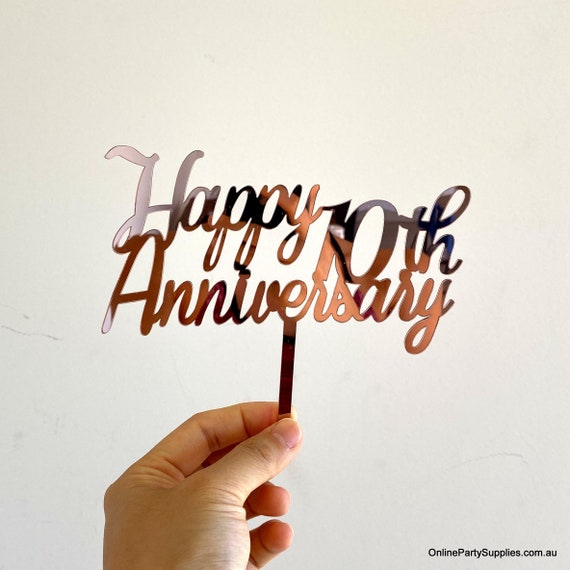 10 Years of Fabulous Anniversary Rose Gold Mirror Acrylic Cake Topper.421 