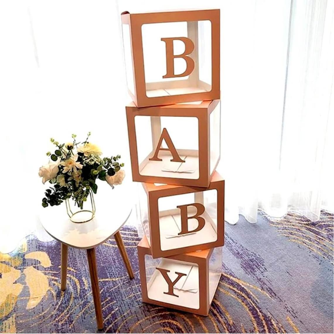Rose Gold BABY Balloon Boxes Individual BABY Letter Blocks Etsy
