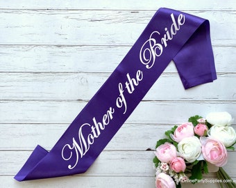 Mother of the Bride Sash, Purple Hen Party Sash, Bachelorette Sash, Bride To Be Sash, Gifts For Mum, Team Bride, Bridal Shower, Wedding Sash