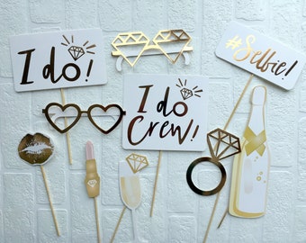 I Do Crew Photo Props / Hen Party Photo Props / Bachelorette Props / Hen Night Photo Booth Accessories / Bride To Be / Hen Party Games