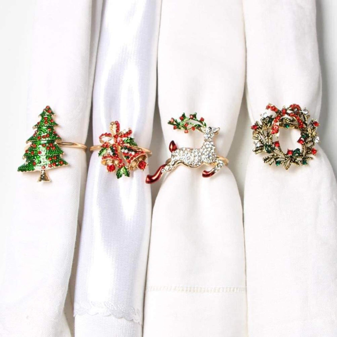 Metal Rhinestone Christmas Napkin Ring Holiday Table Setting Etsy