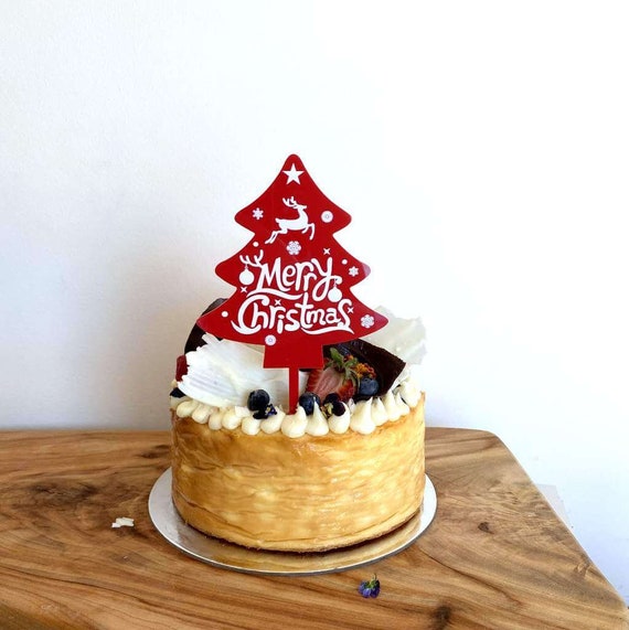 Scritta in Plexiglass Buone Feste Natale per decorazione torta