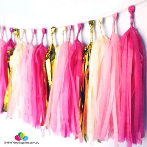 Pink Blush Ivory Gold DIY Tassel Garland Kit / Balloon Tassel Tail / Baby Shower / Bachelorette Party Decor / Wedding / Bridal Shower / Hens