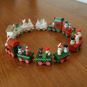 Handmade Christmas Wooden Train, Mini Train Set for Kids, Xmas Gifts, Christmas Presents, Home Decorations, Tree Ornaments, Kids Gift Ideas