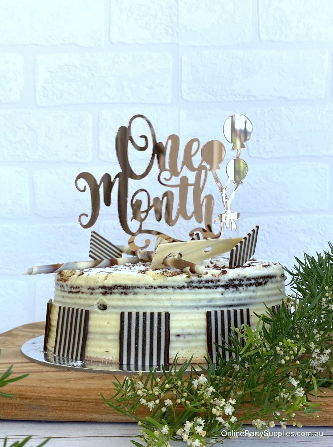 One Month Cake Topper Rose Gold Mirror Acrylic Topper 1st - Etsy
